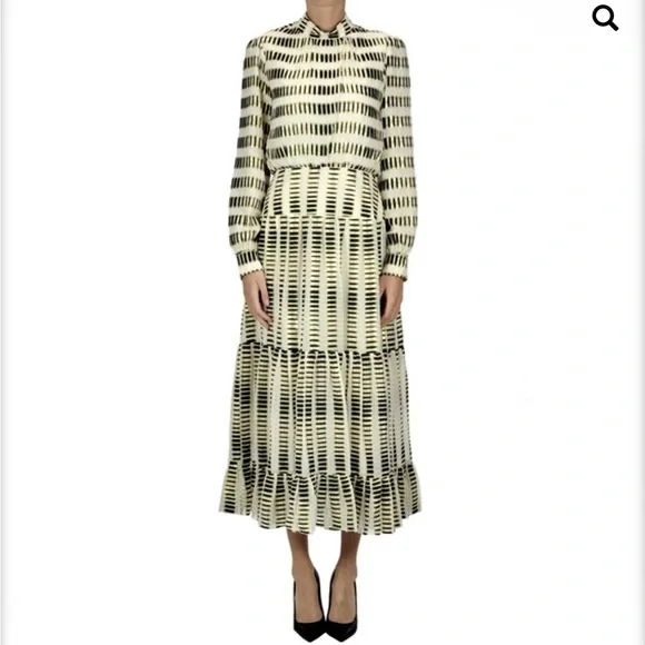 $1023 New Saloni ISABEL B TIERED FIL COUPÉ SILK-BLEND GEORGETTE MAXI DRESS - Picture 11 of 11